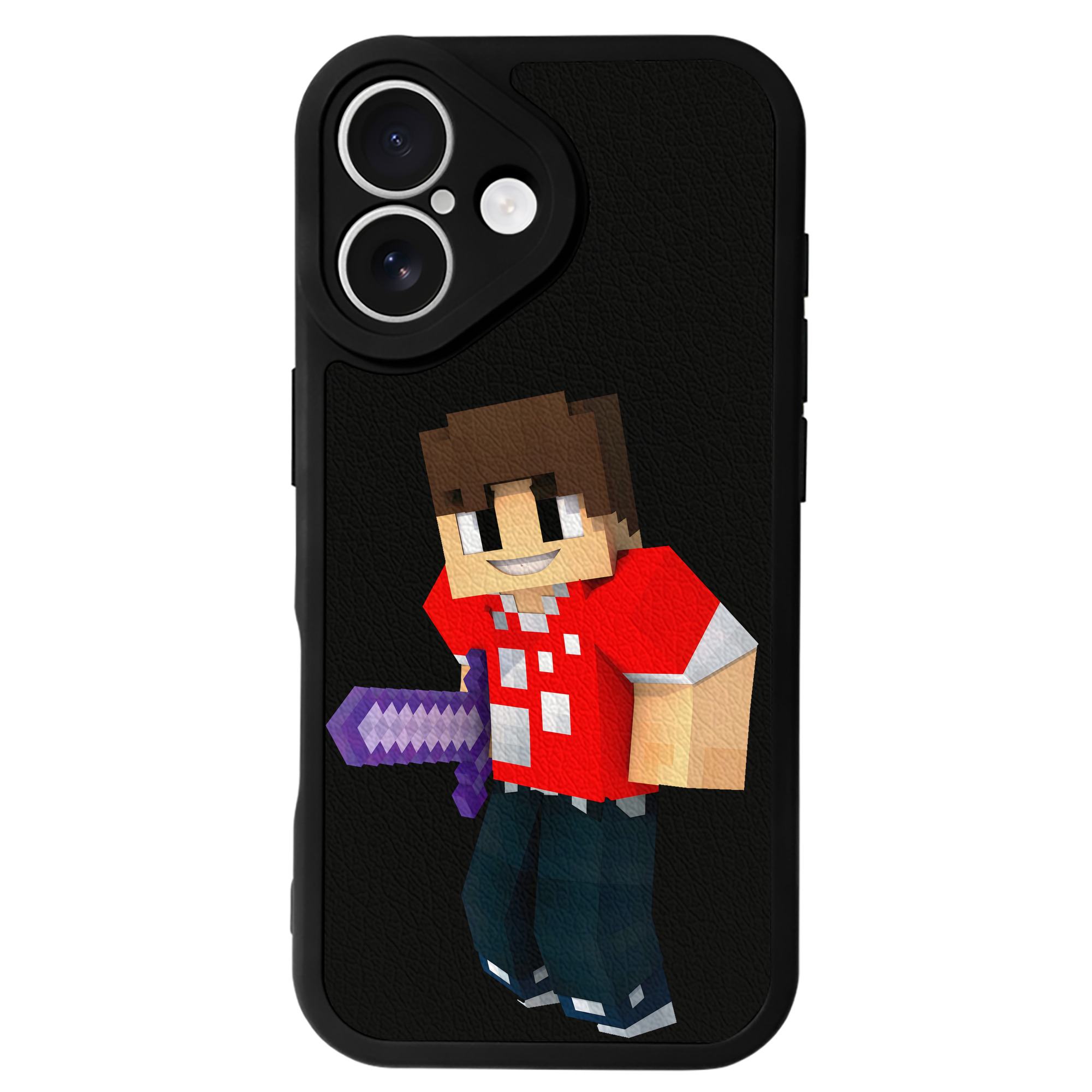 （画像用） マインクラフト ブロックの世界 Minecraft MC Block world 【iPhone 16シリーズ対応】シリコンスマホケース（レザー調） 材質：シリコン